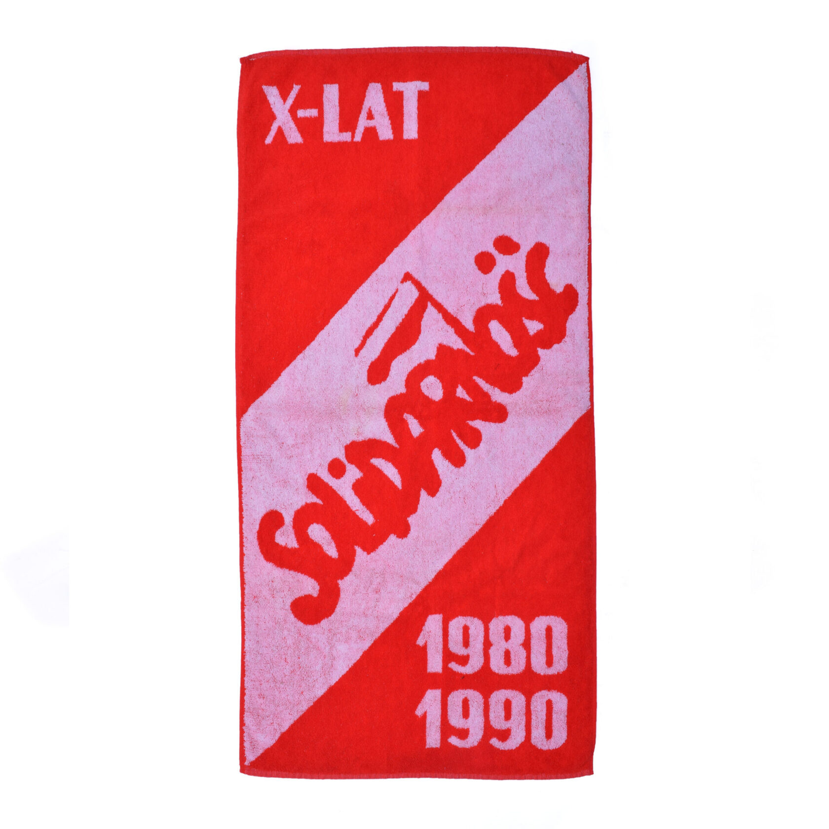 Ręcznik z logiem „Solidarność” powstały z okazji dziesiątej rocznicy powstania ruchu społecznego, autor nieznany, 1990 r., dar Zbigniewa Burkowskiego/ zbiory ECS