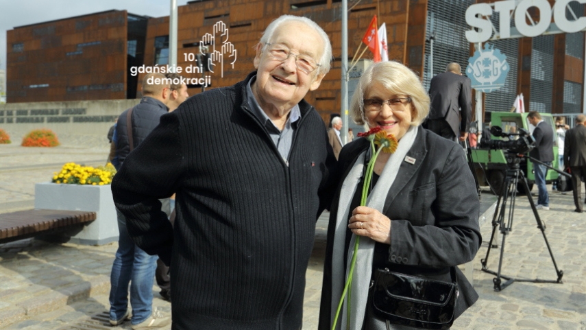 Andrzej Wajda z żoną