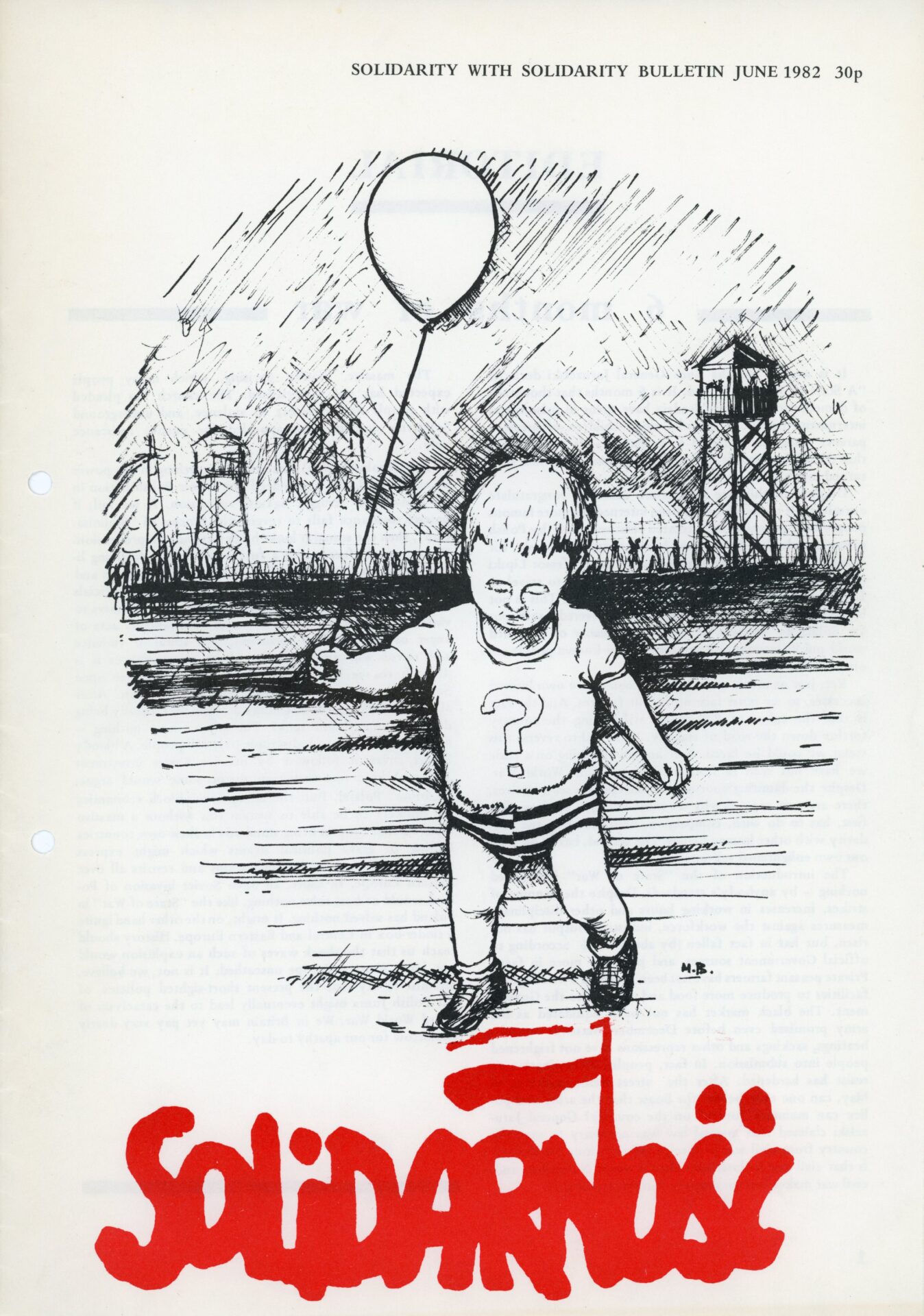Strona tytułowa londyńskiego biuletynu „Solidarity with Solidarity” z czerwca 1982 r. / zbiory ECS